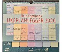931425 Hippo 9314 Kalender, Ukeplanlegger 2026 Milj&#248;merket, Hippo, Resirkulert papir!