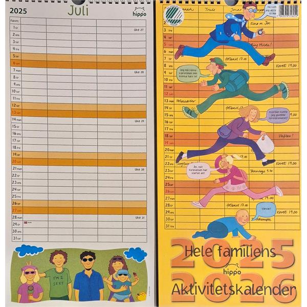 931625 Hippo 9316 Kalender, Aktivitetskalender 2025/2026 Miljømerket, Hippo, Resirkulert papir