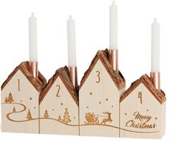 14170  4170 Adventsstake, 4 hus m/stearinlys,20x10cm Waldfabrik