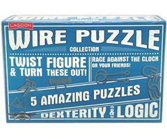 446453  6453 IQ-test, WIRE PUZZLE COLLECTION 5 stk ass i esken, Lagoon