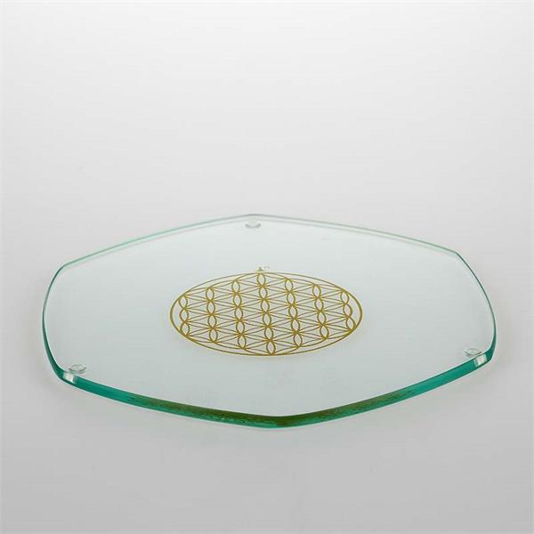 9422995 Nature's Design 5210 Energiplate Gold | Ø22 cm glassplate med Golden Flower of Life