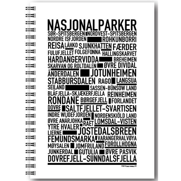 NOWALL4   Notatbok, spiral, A5, NASJONALPARKER Blanke ark, Wallstars