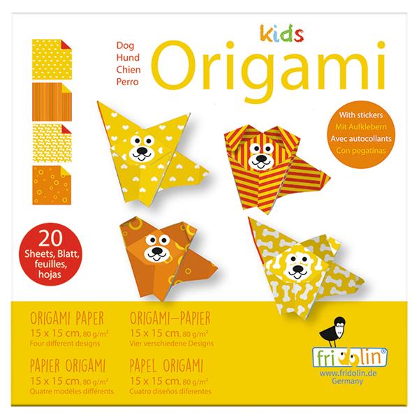 11372   Origami-kids, hund , 15x15cm, 4 ass. des Fridolin
